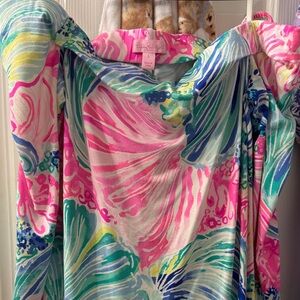 Lilly Pulitzer Pink and Blue Off-Shoulder Dress